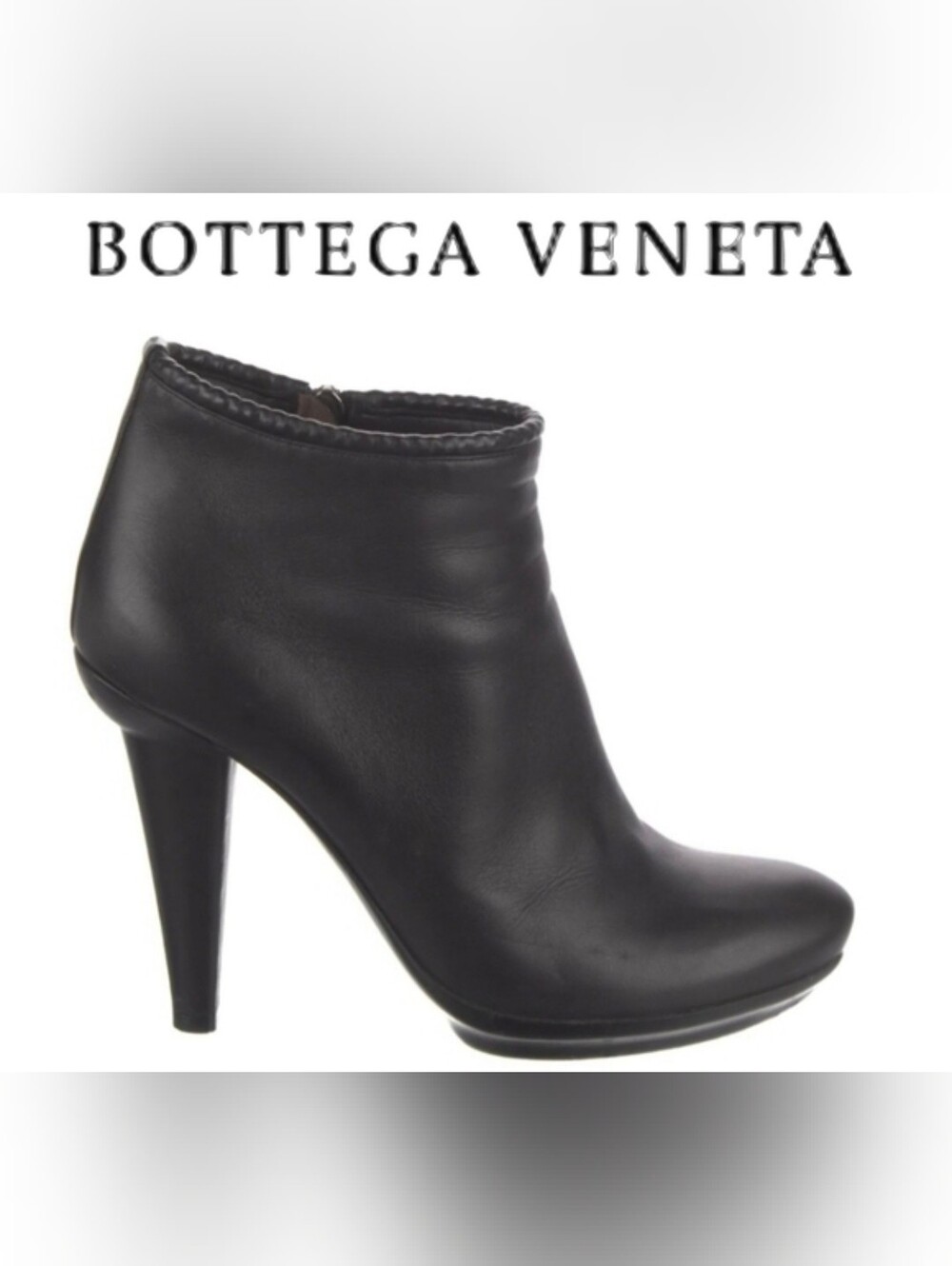 Bottega Veneta Black Leather Braided Heel Ankle Boots 37.5 7.5